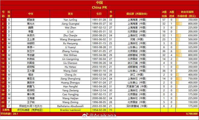 國足23人名單身價870萬歐，揭示中國足球的崛起與挑戰(zhàn)，國足名單揭曉，崛起與挑戰(zhàn)并存的中國足球身價870萬歐